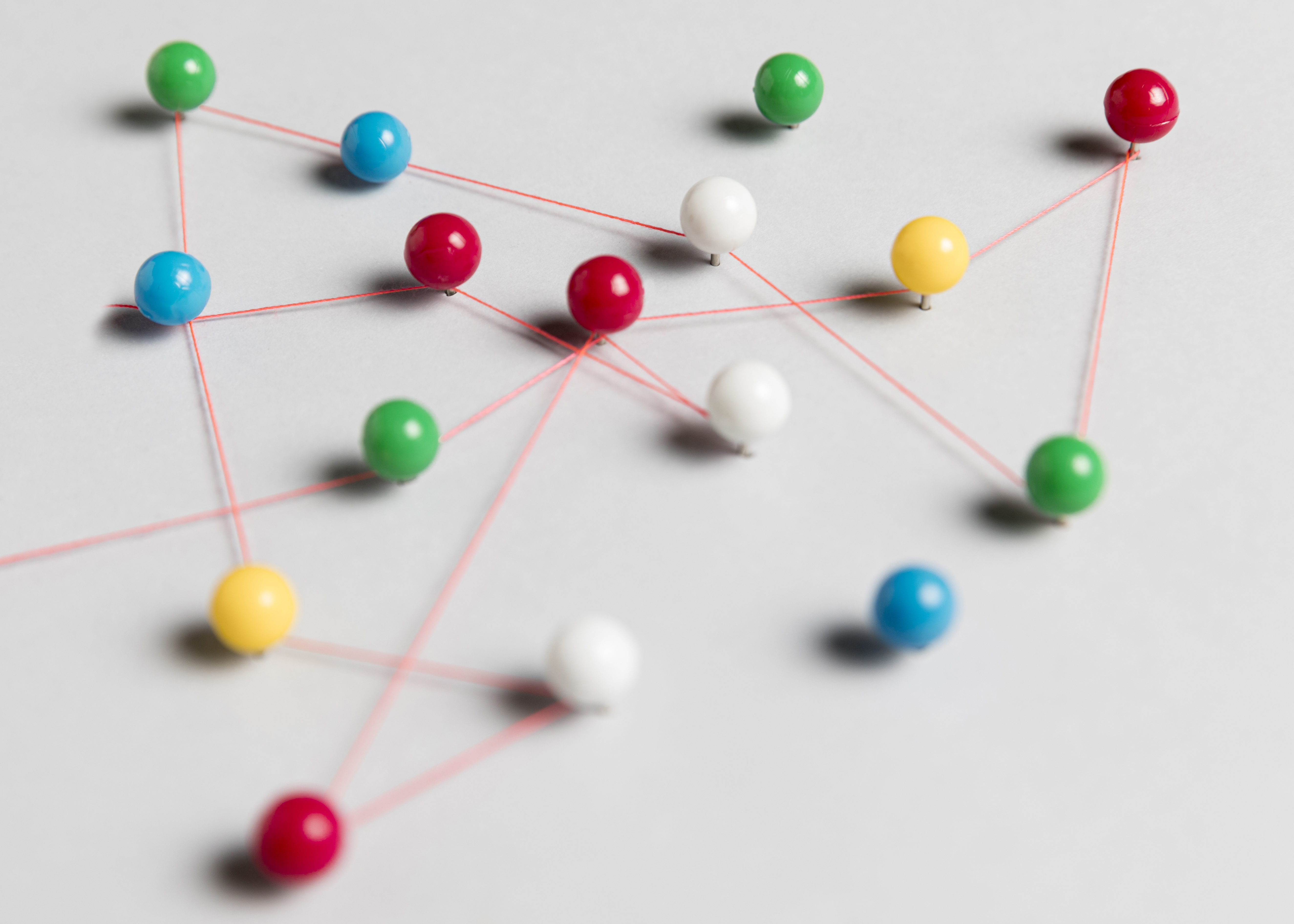 Colourful pins thread map